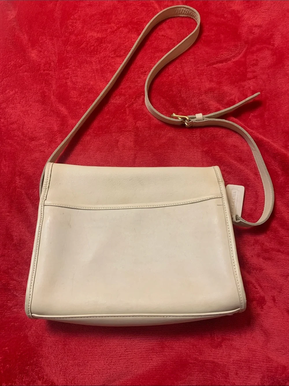 Coach Cream Leather Crossbody with Gold-Tone Turnlock